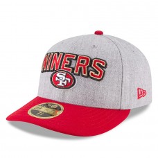 Men's San Francisco 49ers New Era Heather Gray/Scarlet 2018 NFL Draft Official On-Stage Low Profile 59FIFTY Fitted Hat 2979294